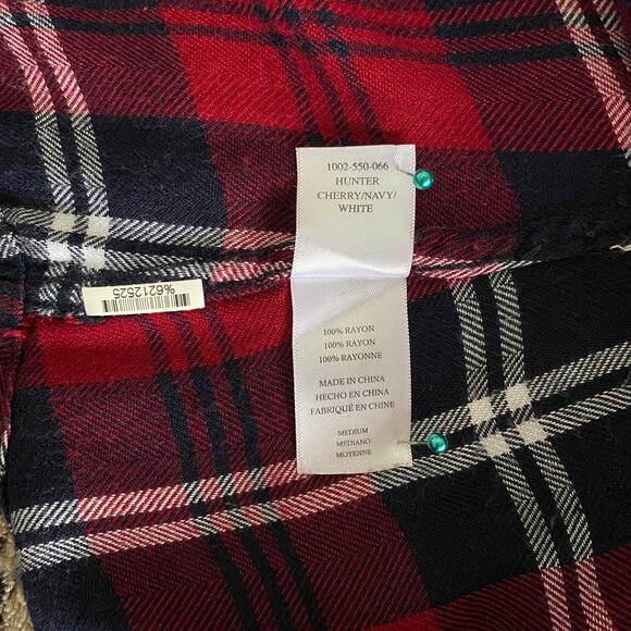 Rails Hunter Plaid Flannel Shirt S/M Cherry Red Navy White Button Long Sleeve - Picture 12 of 13